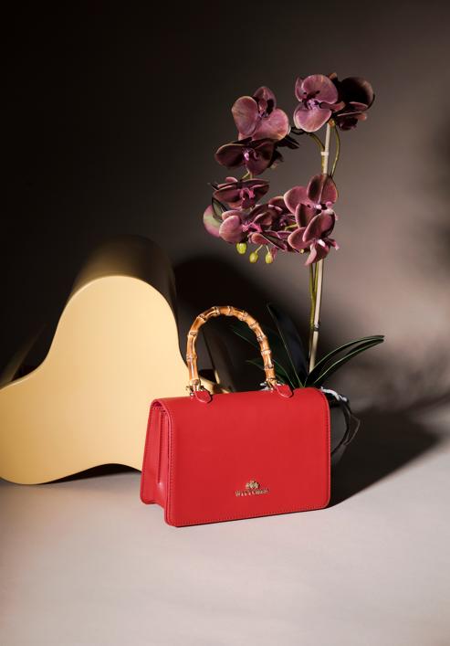 Leather mini tote bag with decorative handle, red, 98-4E-622-0, Photo 35