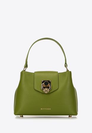 Leather mini tote bag, green, 98-4E-613-Z, Photo 1