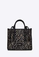 Women's animal print tote bag, black, 98-4Y-301-4, Photo 1