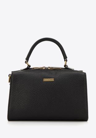 Faux leather mini tote bag, black, 98-4Y-012-1, Photo 1