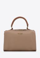 Faux leather mini tote bag, brown, 98-4Y-012-1, Photo 1