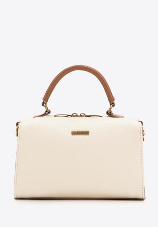 Faux leather mini tote bag, cream-brown, 98-4Y-012-59, Photo 1