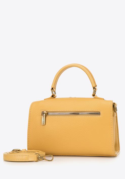 Faux leather mini tote bag, yellow, 98-4Y-012-Y, Photo 2