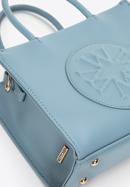 Faux leather tote bag with the embossed monogram, blue, 98-4Y-306-N, Photo 4