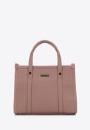 Faux leather mini tote bag with vertical stitching, muted pink, 98-4Y-303-5, Photo 1