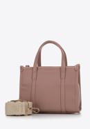 Faux leather mini tote bag with vertical stitching, muted pink, 98-4Y-303-5, Photo 2