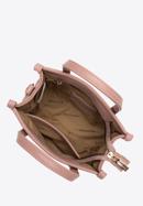 Faux leather mini tote bag with vertical stitching, muted pink, 98-4Y-303-5, Photo 3