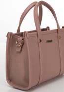 Faux leather mini tote bag with vertical stitching, muted pink, 98-4Y-303-5, Photo 4
