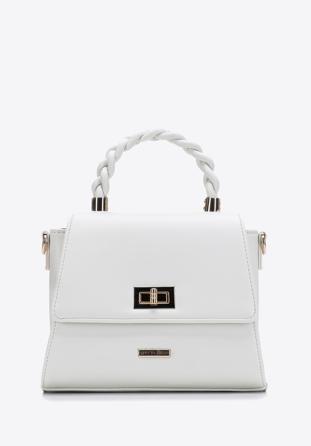 Mini tote bag with a braided handle, off white, 97-4Y-221-0, Photo 1
