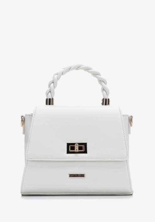 Mini tote bag with a braided handle, off white, 97-4Y-221-4, Photo 1