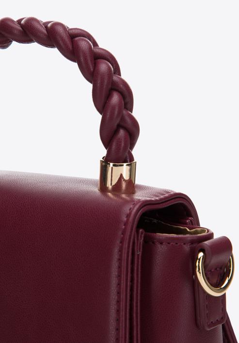 Mini tote bag with a braided handle, plum, 97-4Y-221-P, Photo 4