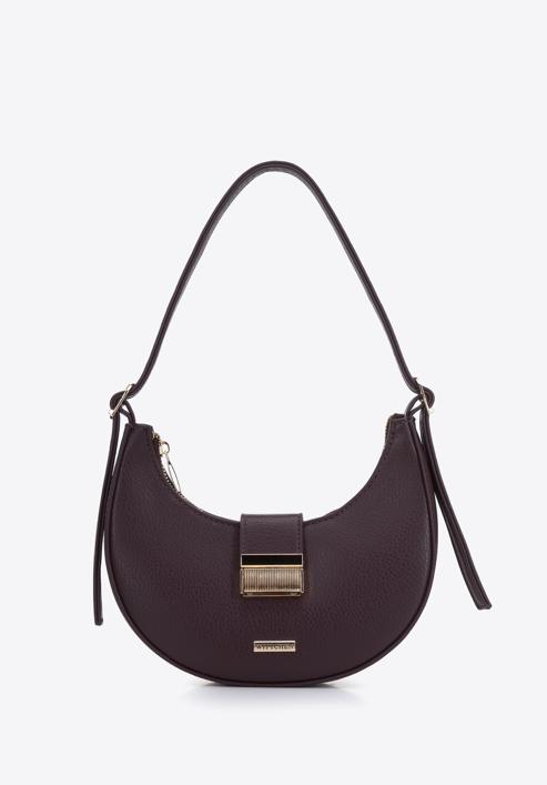 Faux leather mini baguette bag, plum, 97-4Y-209-1, Photo 1