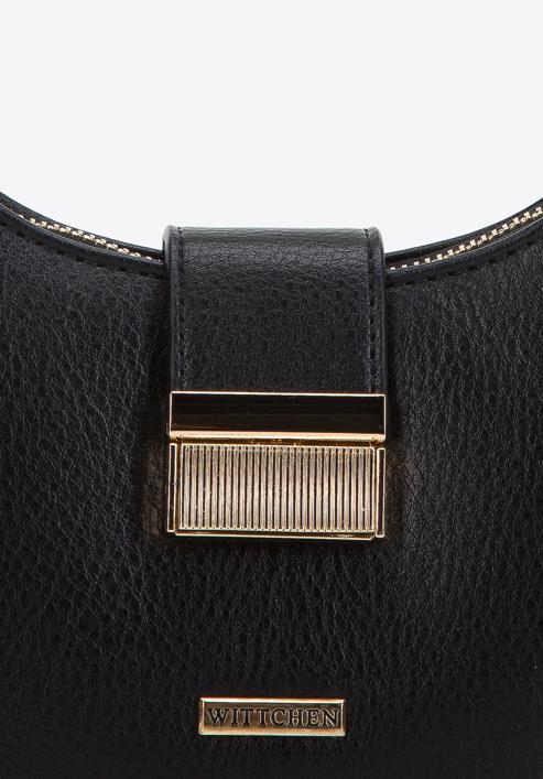 Faux leather mini baguette bag, black, 97-4Y-209-Z, Photo 4