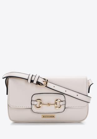 Mini baguette bag with decorative buckle, cream, 97-4Y-761-0, Photo 1