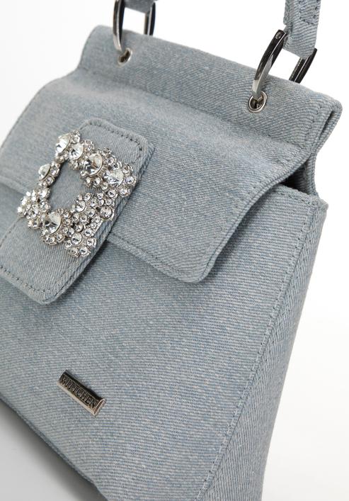 Minitorebka kuferek dżinsowa z błyszczącą klamrą, jasny niebieski, 98-4Y-212-8, Zdjęcie 4