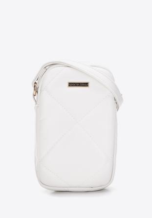 Quilted faux leather mobile phone cross bodybag, off white, 97-2Y-230-0, Photo 1