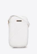 Quilted faux leather mobile phone cross bodybag, off white, 97-2Y-230-S, Photo 1