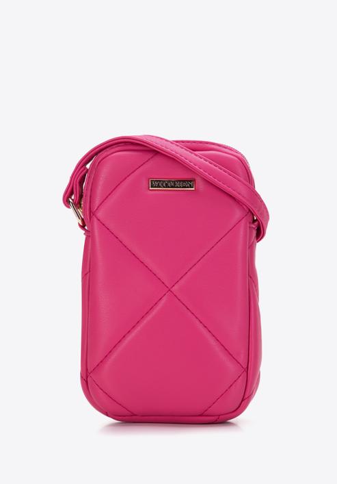 Quilted faux leather mobile phone cross bodybag, pink, 97-2Y-230-4, Photo 1