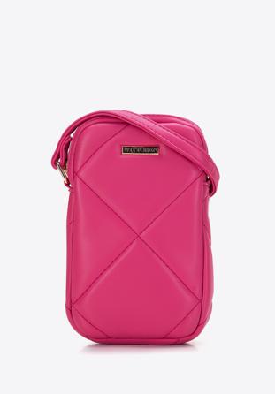 Quilted faux leather mobile phone cross bodybag, pink, 97-2Y-230-P, Photo 1