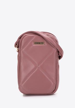 Quilted faux leather mobile phone cross bodybag, muted pink, 97-2Y-230-PP, Photo 1