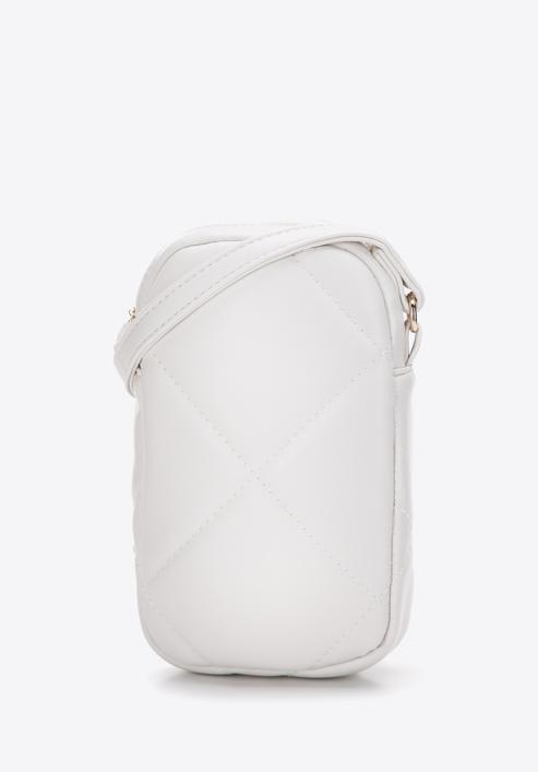 Quilted faux leather mobile phone cross bodybag, off white, 97-2Y-230-P, Photo 2