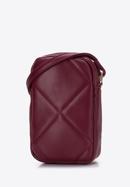Quilted faux leather mobile phone cross bodybag, plum, 97-2Y-230-S, Photo 2