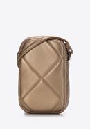 Quilted faux leather mobile phone cross bodybag, gold, 97-2Y-230-G, Photo 2