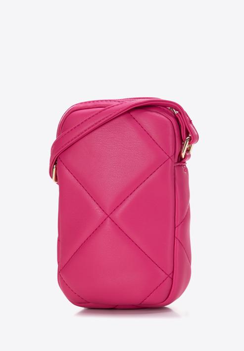 Quilted faux leather mobile phone cross bodybag, pink, 97-2Y-230-PP, Photo 2