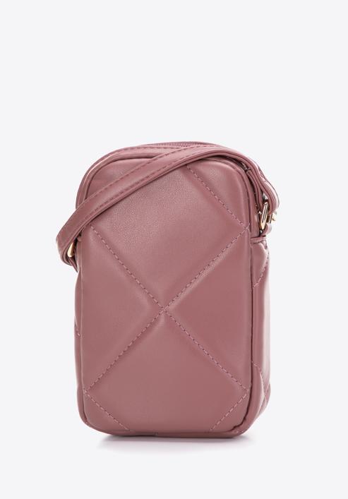 Quilted faux leather mobile phone cross bodybag, muted pink, 97-2Y-230-9, Photo 2