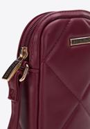 Quilted faux leather mobile phone cross bodybag, plum, 97-2Y-230-S, Photo 4