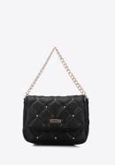 Women's quilted faux leather waist bag with studs, black, 96-3Y-226-1, Photo 2