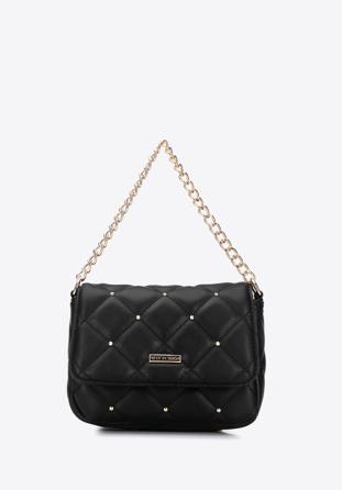 Women's quilted faux leather waist bag with studs, black, 96-3Y-226-1, Photo 1