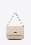 Women's quilted faux leather waist bag with studs, light beige, 96-3Y-226-P, Photo 2