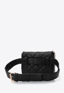 Women's quilted faux leather waist bag with studs, black, 96-3Y-226-9, Photo 4