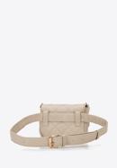 Women's quilted faux leather waist bag with studs, light beige, 96-3Y-226-P, Photo 4