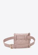 Women's quilted faux leather waist bag with studs, muted pink, 96-3Y-226-1, Photo 4