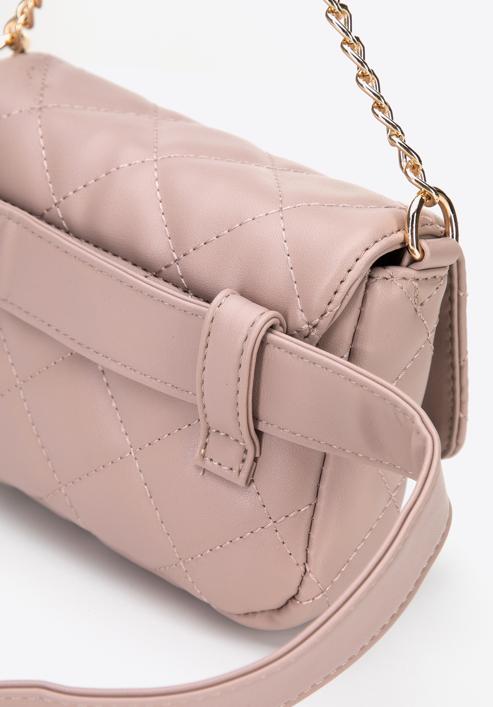 Women's quilted faux leather waist bag with studs, muted pink, 96-3Y-226-9, Photo 6