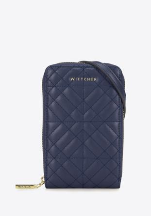 Quilted leather mini purse, navy blue, 95-2E-663-7, Photo 1