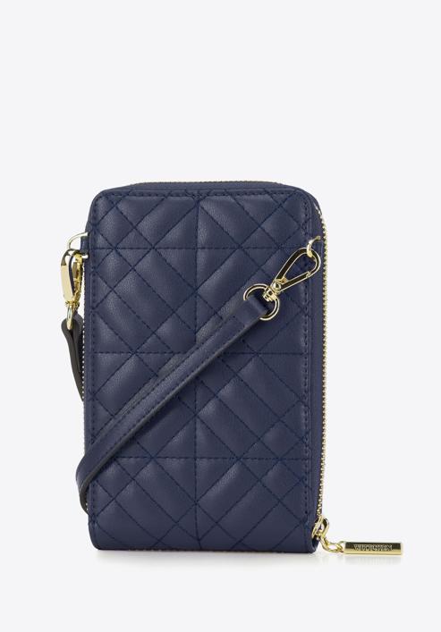 Quilted leather mini purse, navy blue, 95-2E-663-Z, Photo 2