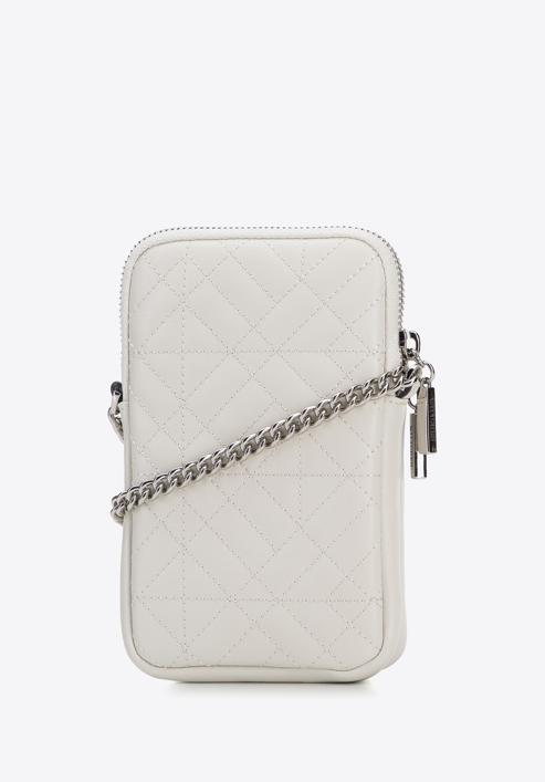 Leather mini purse with a front pocket, off white, 95-2E-664-V, Photo 2