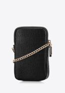 Leather mini purse with a front pocket, black-gold, 95-2E-664-V, Photo 2