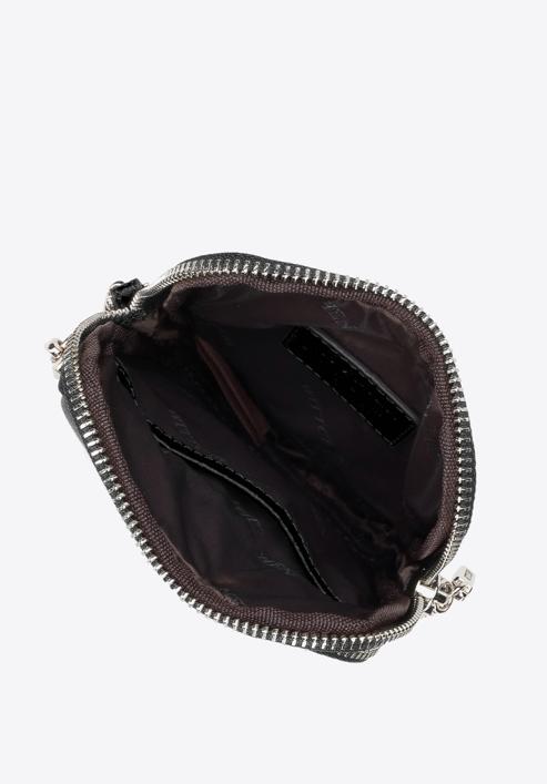Leather mini purse with a front pocket, black, 95-2E-664-V, Photo 3
