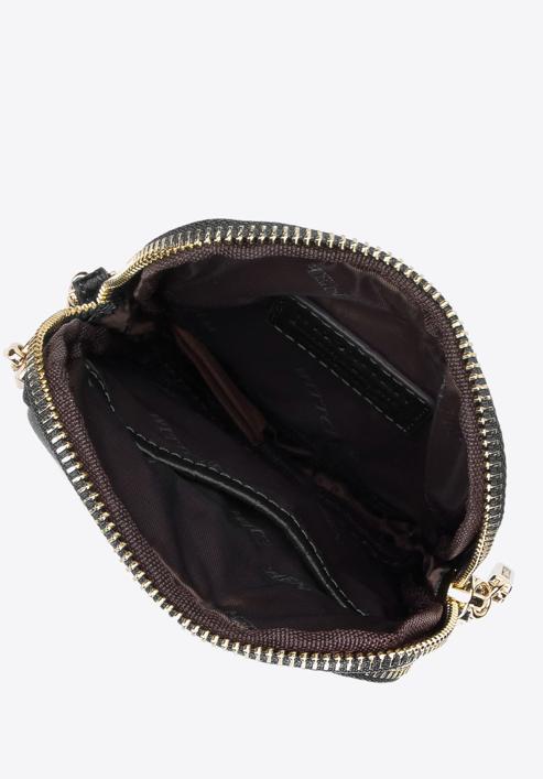 Leather mini purse with a front pocket, black-gold, 95-2E-664-V, Photo 3