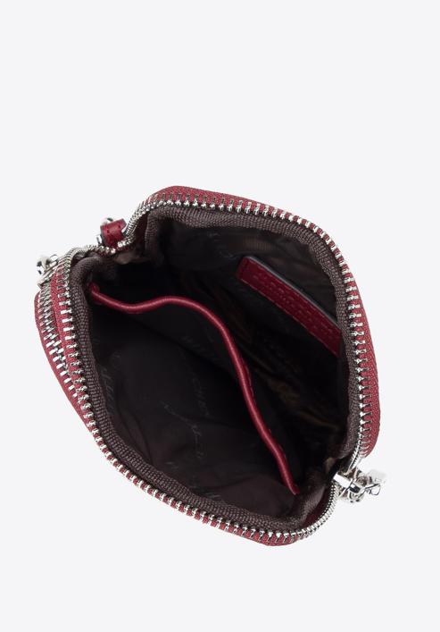 Leather mini purse with a front pocket, red, 95-2E-664-V, Photo 3