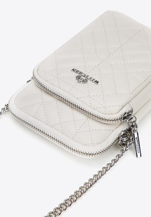 Leather mini purse with a front pocket, off white, 95-2E-664-V, Photo 4