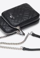Leather mini purse with a front pocket, black, 95-2E-664-V, Photo 4