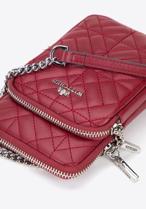 Leather mini purse with a front pocket, red, 95-2E-664-V, Photo 4