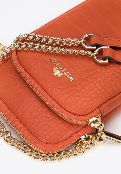 Leather mini purse with a front pocket, orange, 95-2E-664-V, Photo 4