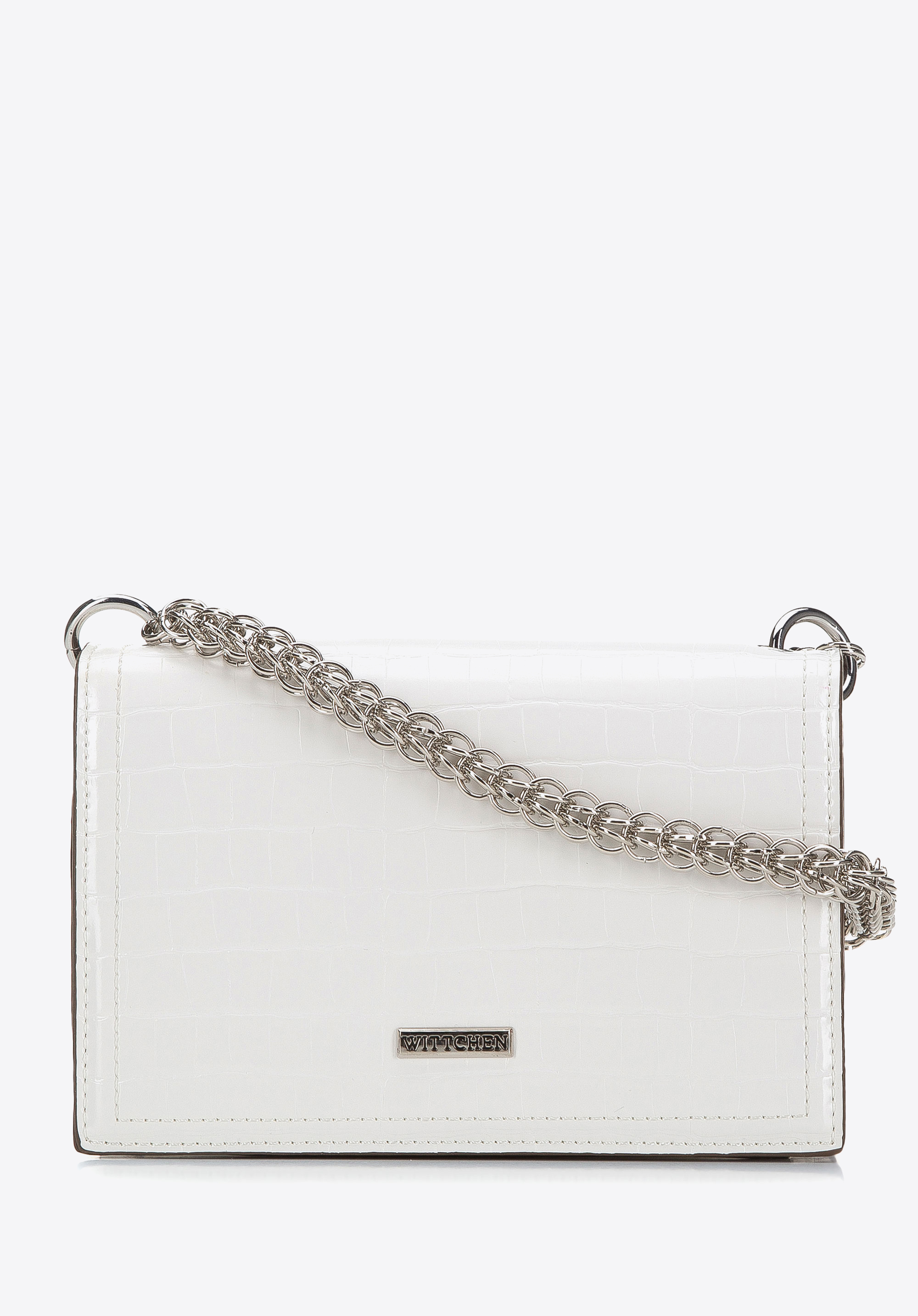 Chain shoulder flap bag, white, 94-4Y-520-0, Photo 1