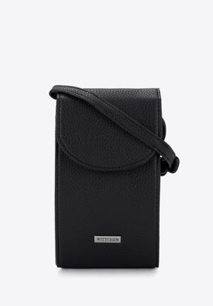 Faux leather mini phone purse, black, 95-2Y-060-1, Photo 1